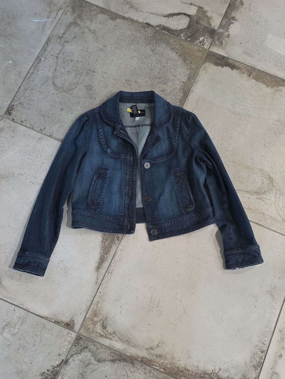 L Banana Republic Dark Blue Denim Cropped Jacket